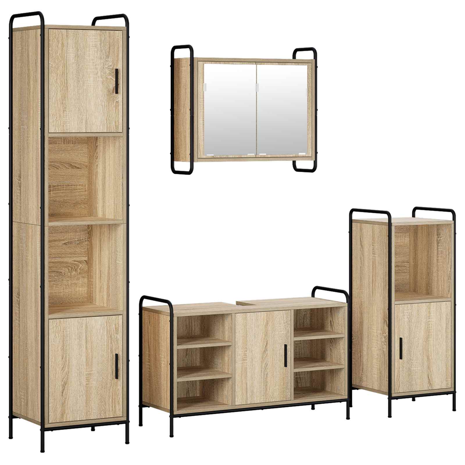 Vidaxl Bathroom Cabinet Set 4 Pcs Sonoma Oak 40 X 36 X 181 Cm