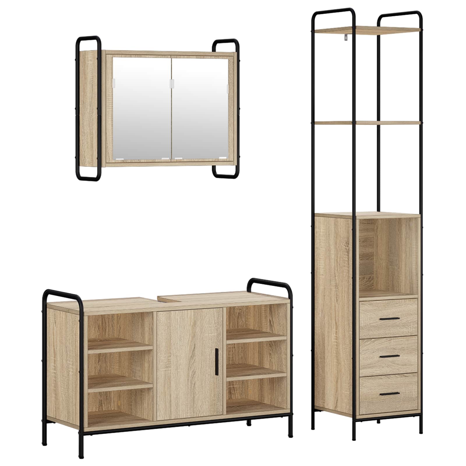 Vidaxl Bathroom Cabinet Set 3 Pcs Sonoma Oak 40 X 36 X 200.5 Cm