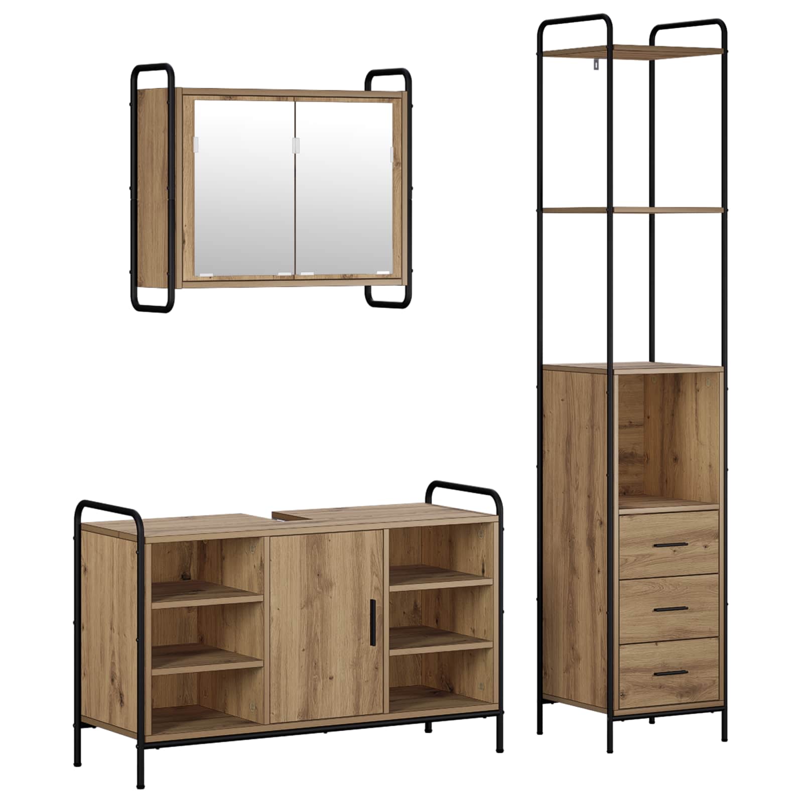 Vidaxl Bathroom Cabinet Set 3 Pcs Artisan Oak 40 X 36 X 200.5 Cm