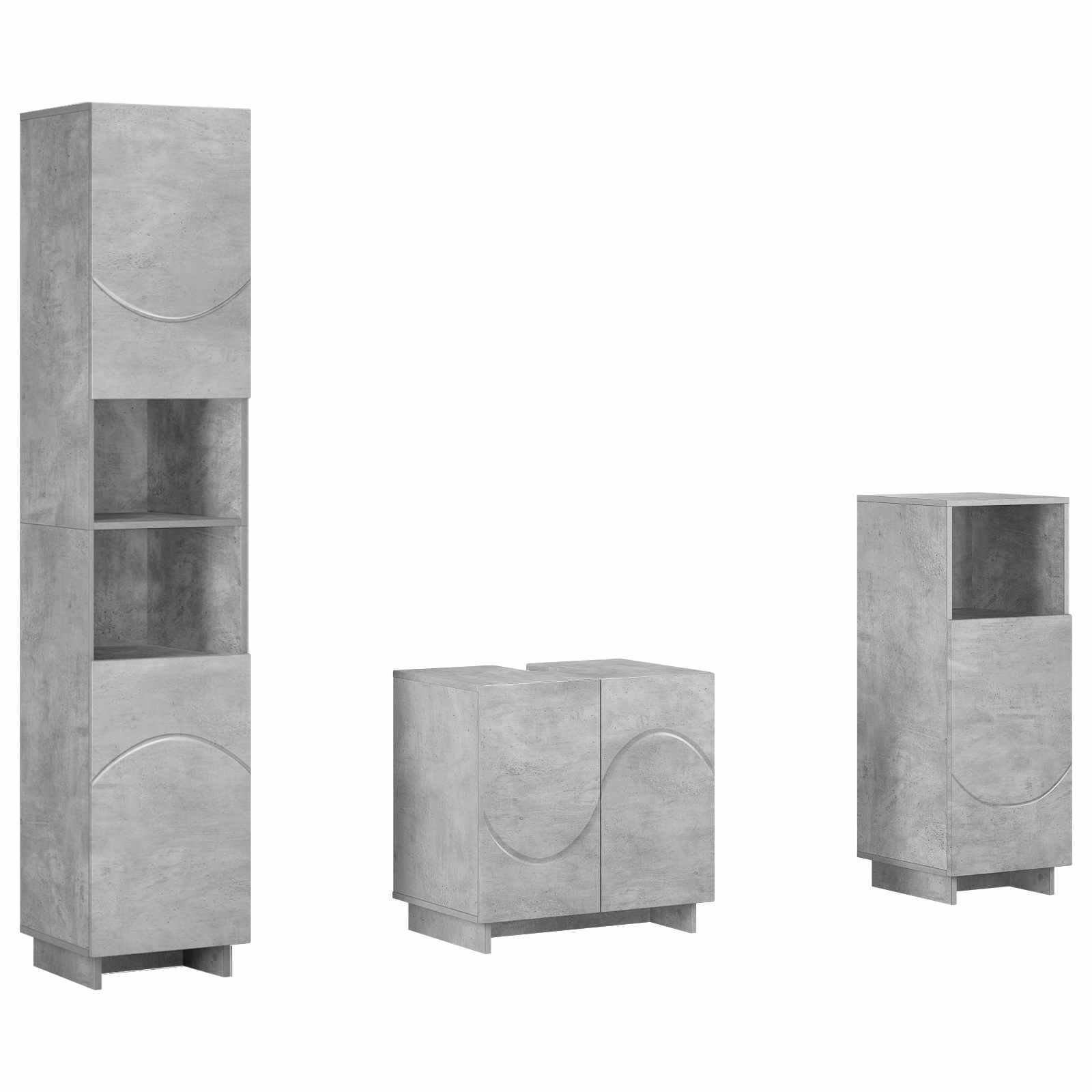 Vidaxl Bathroom Cabinet Set 3 Pcs Concrete Grey Engineered Wood