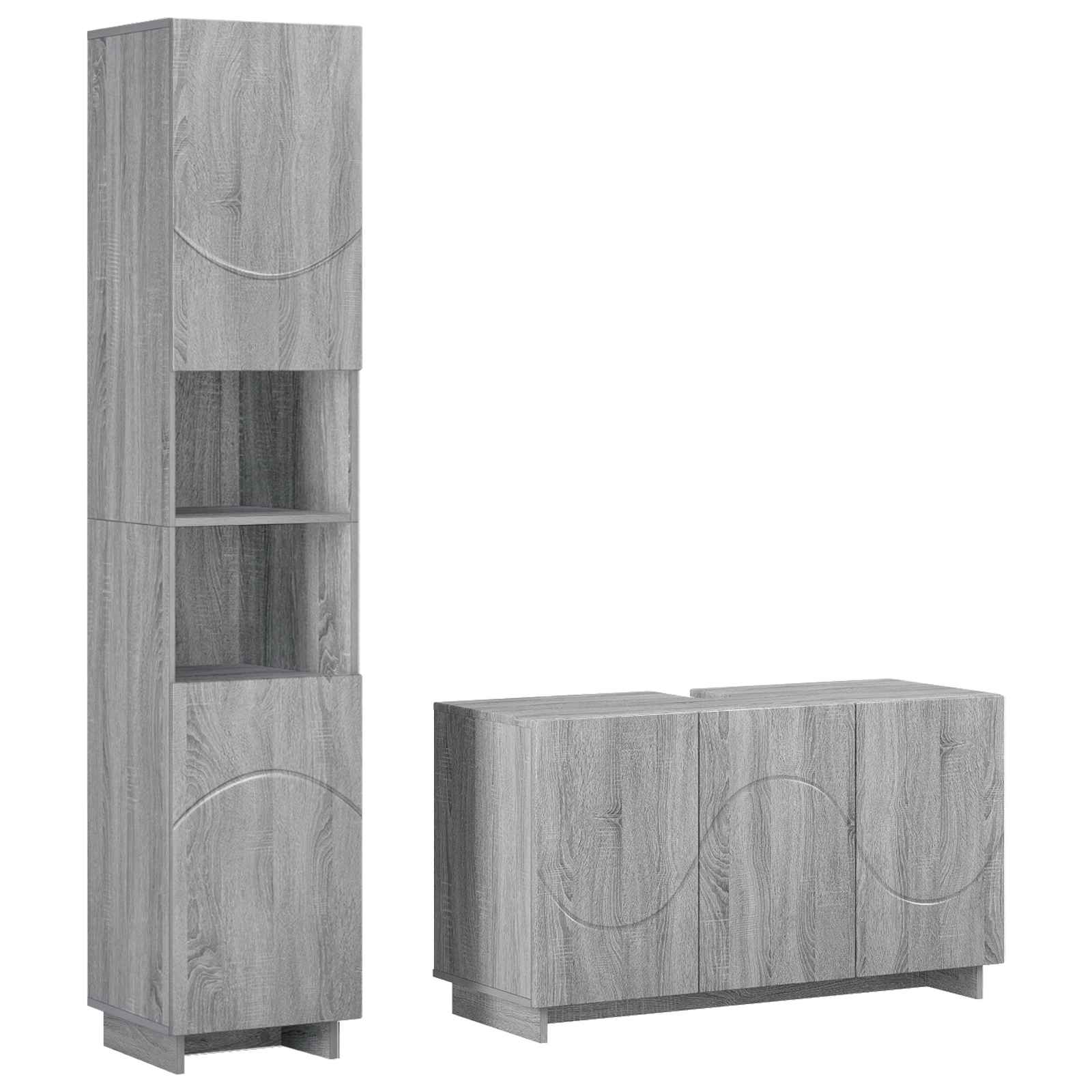 Vidaxl Bathroom Cabinet Set 2 Pcs Grey Sonoma Engineered Wood