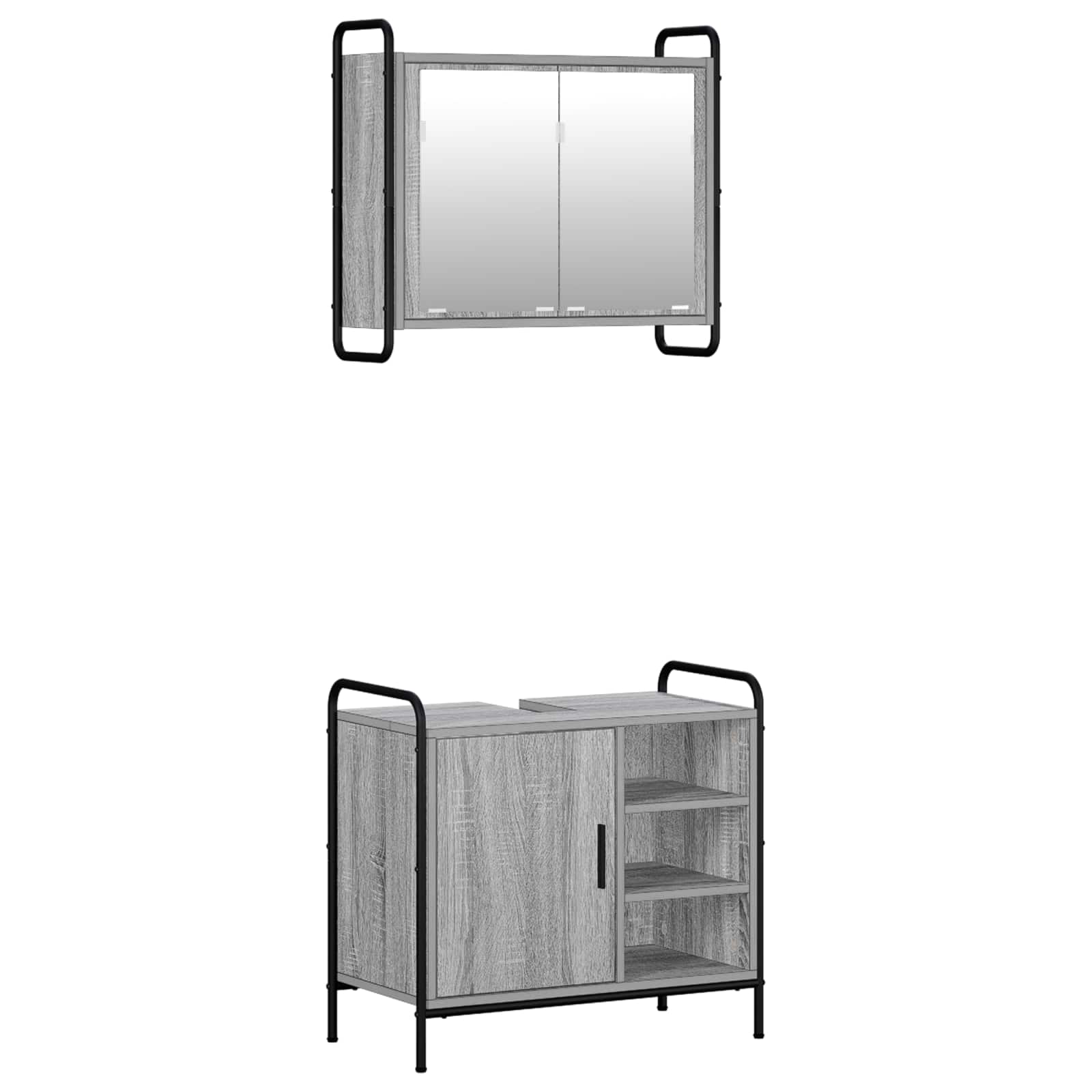 Vidaxl Bathroom Cabinet Set 2 Pcs Grey Sonoma 65.5 X 34 X 61 Cm