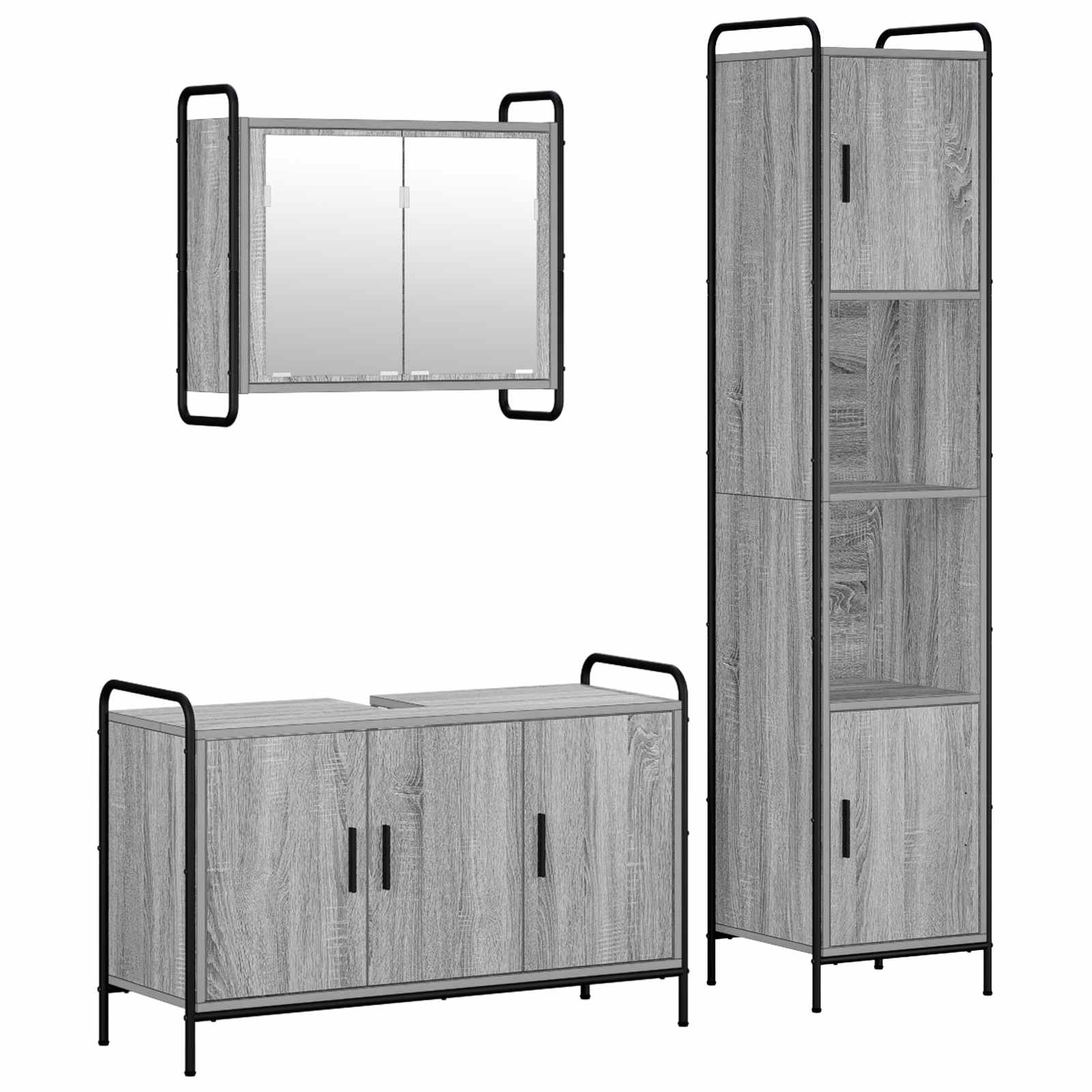 Vidaxl Bathroom Cabinet Set 3 Pcs Grey Sonoma 40 X 36 X 181 Cm