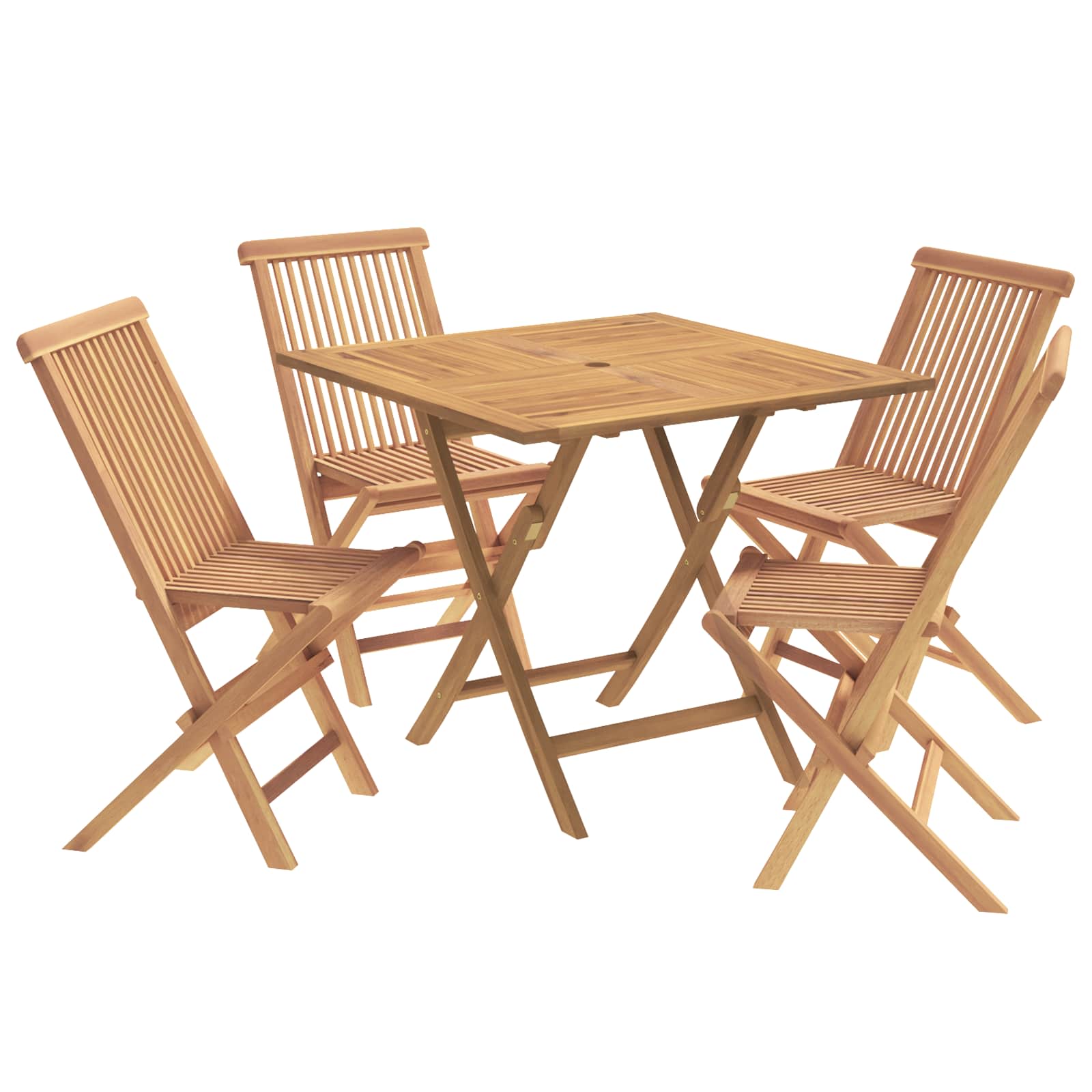 Vidaxl 5 Piece Folding Garden Bistro Set Natural Solid Teak Wood