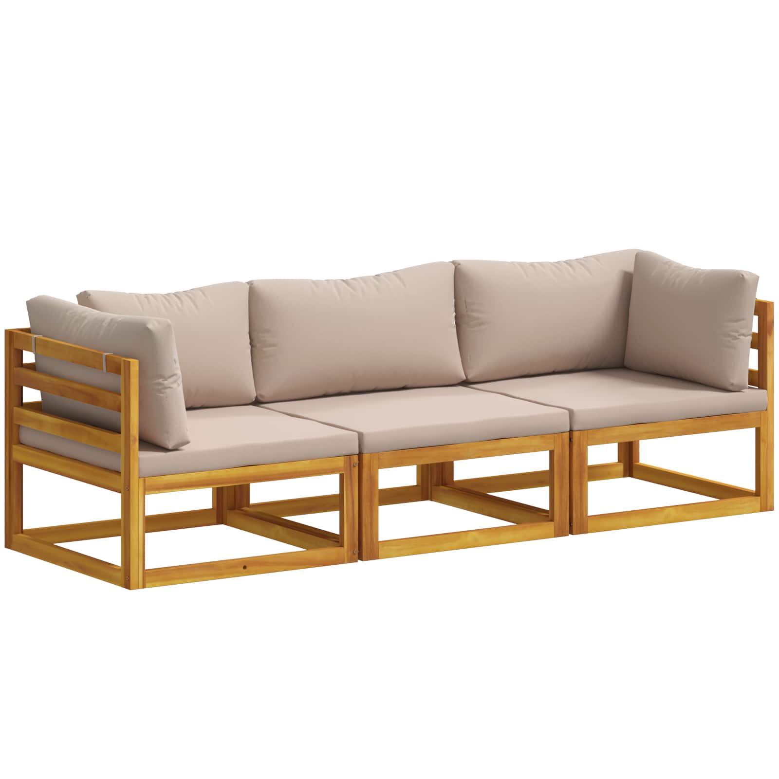 Vidaxl Sofa Set 3 Pcs Natural Solid Acacia Wood