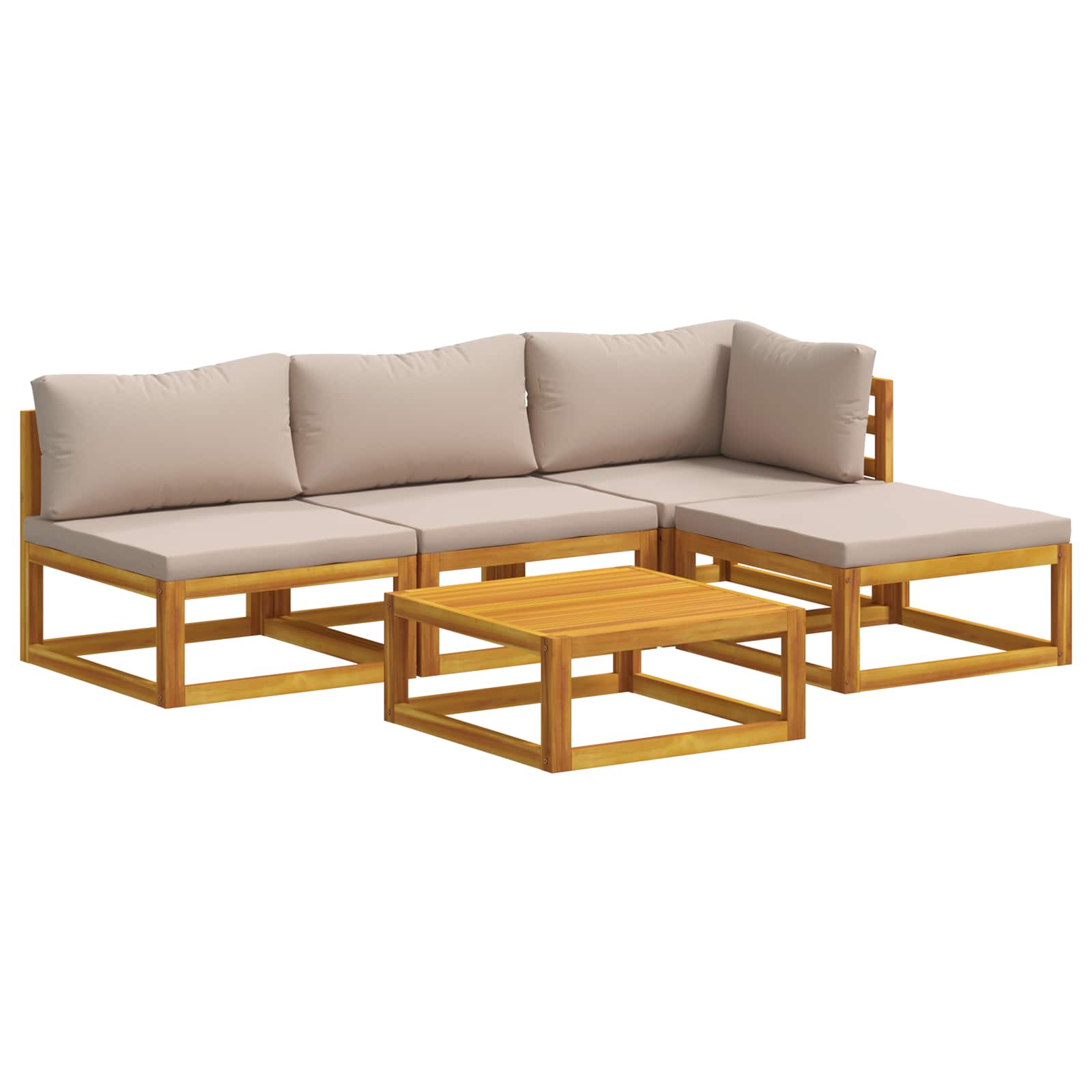 Vidaxl Sofa Set 5 Pcs Natural Solid Acacia Wood