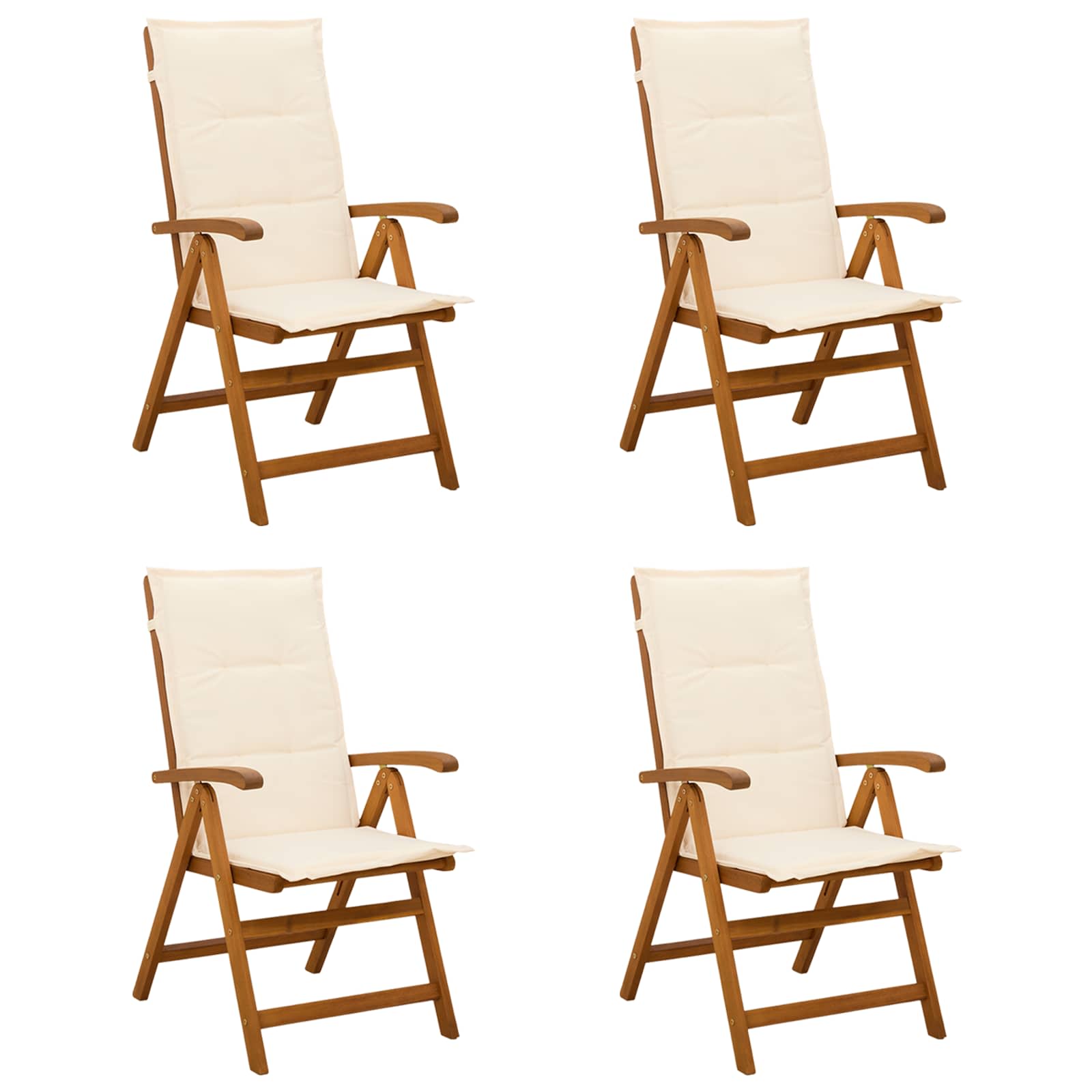 Vidaxl Reclining Garden Chairs 4 Pcs Natural Solid Acacia Wood