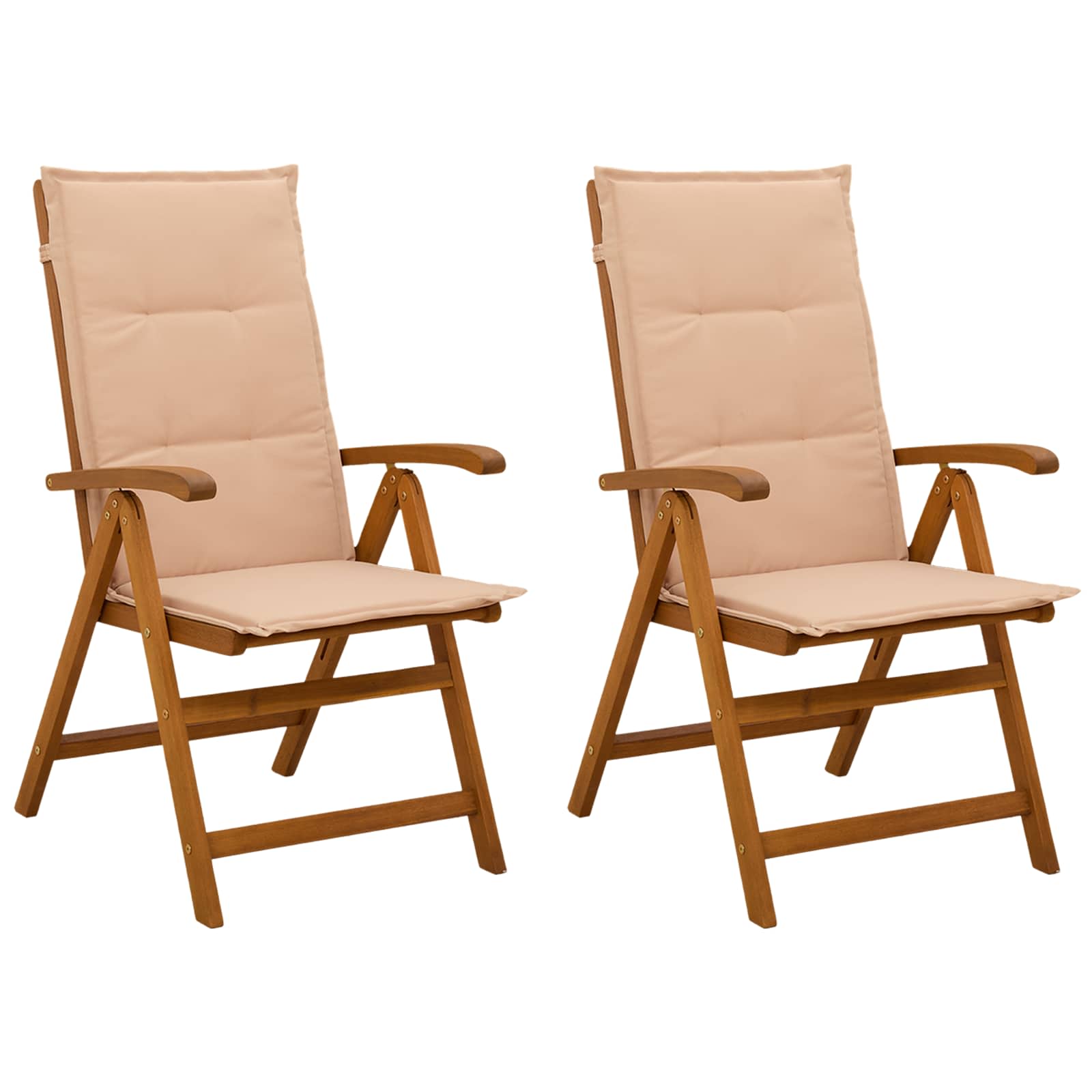 Vidaxl Reclining Garden Chairs 2 Pcs Natural Solid Acacia Wood