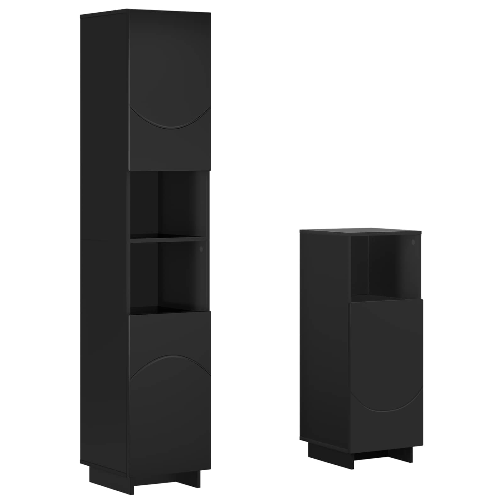 Vidaxl Bathroom Cabinet Set 2 Pcs Black Engineered Wood