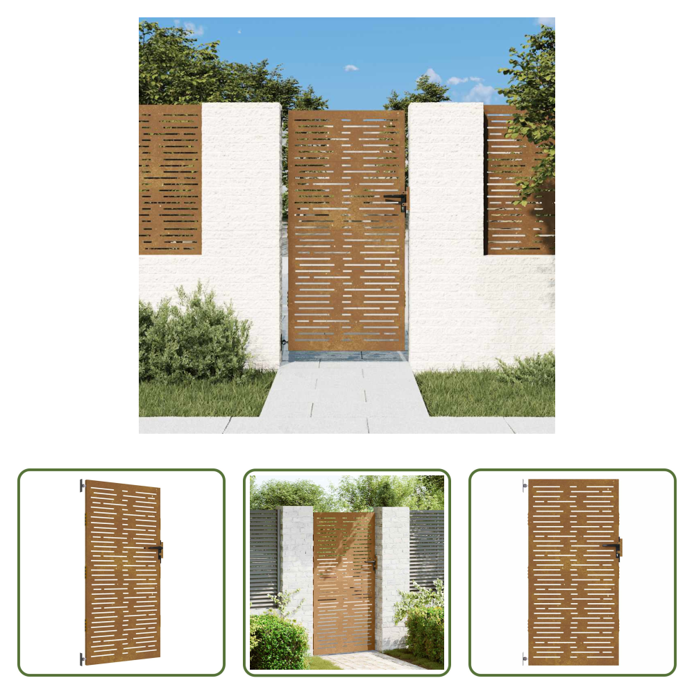 Vidaxl Gartentor 85x175 Cm - Gartentor 85x175 Cm Cortenstahl Quadratisches Design