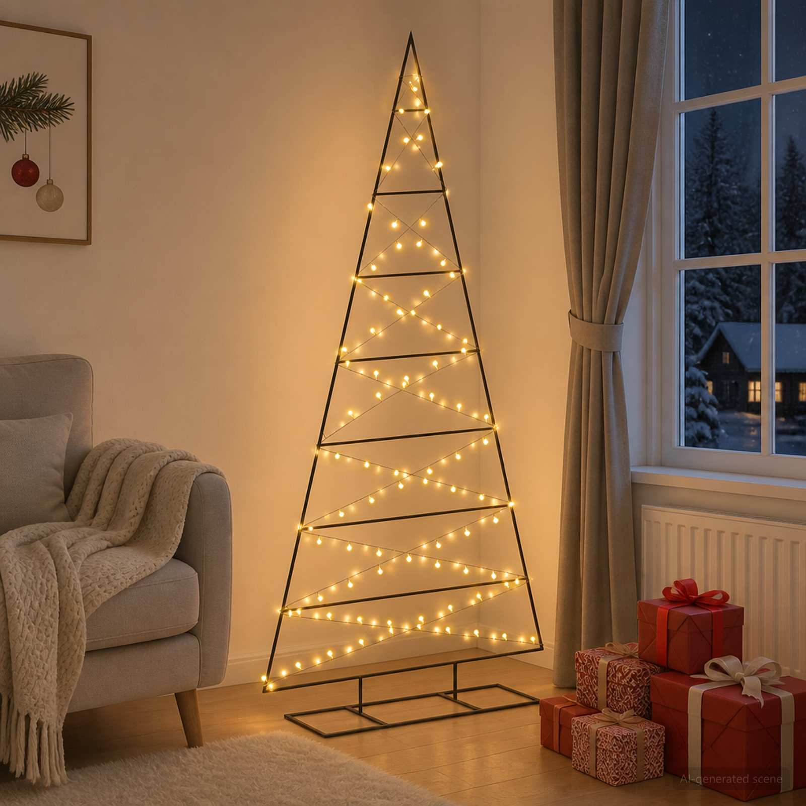 Vidaxl Metal Christmas Tree With Triangle Stand Kuopio 210 Cm