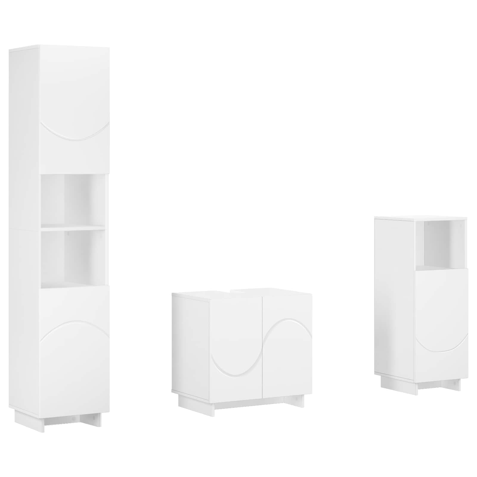 Vidaxl Bathroom Cabinet Set 3 Pcs White Engineered Wood
