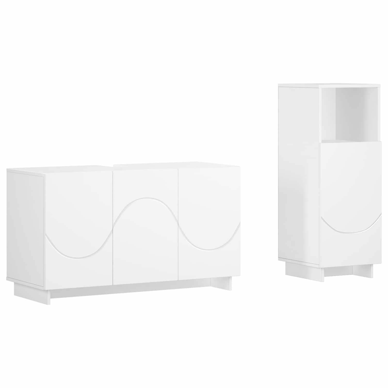 Vidaxl Bathroom Cabinet Set 2 Pcs White Engineered Wood