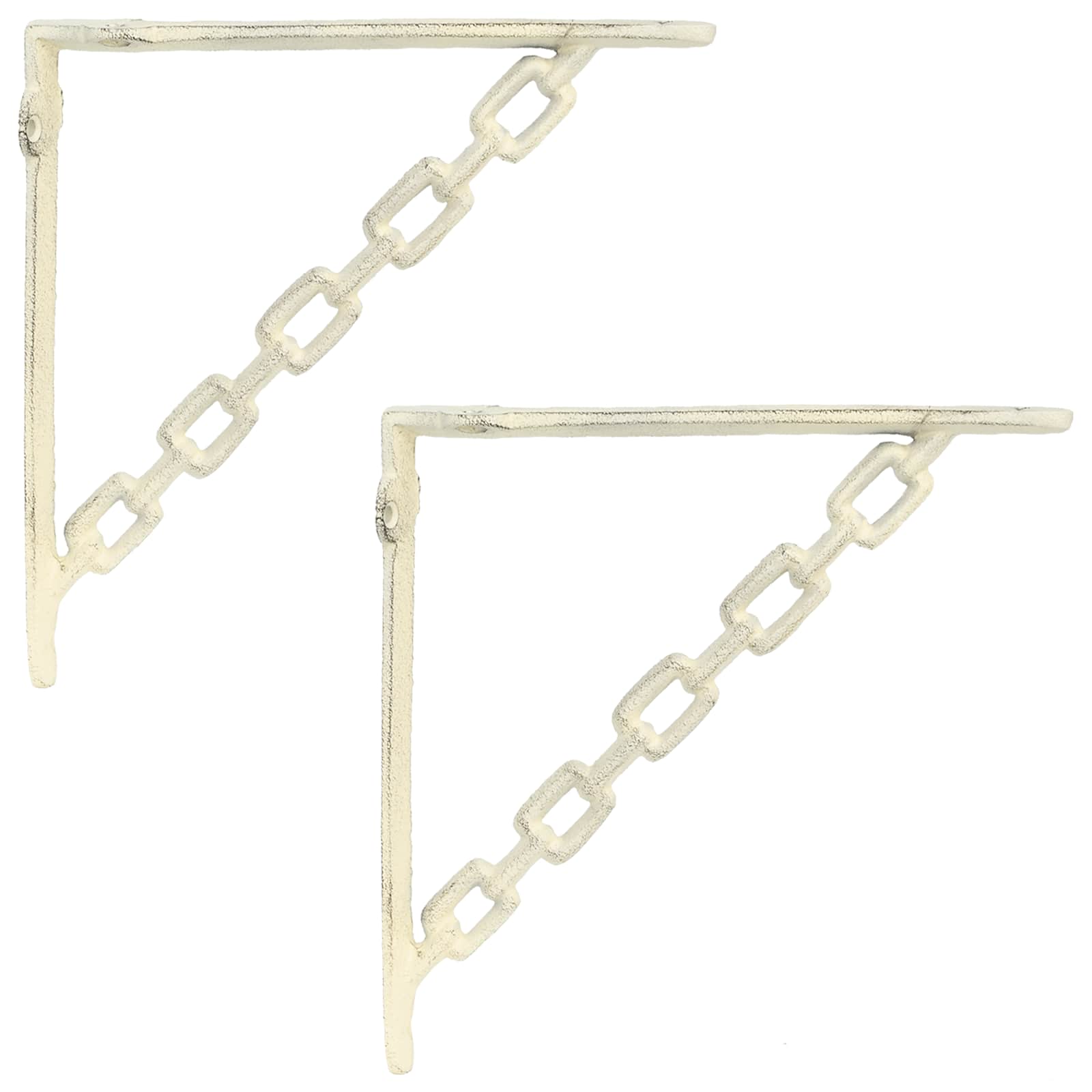 Vidaxl Wall Shelf Brackets 2 Pcs Antique White 21 X 21 X 3.5 Cm Steel
