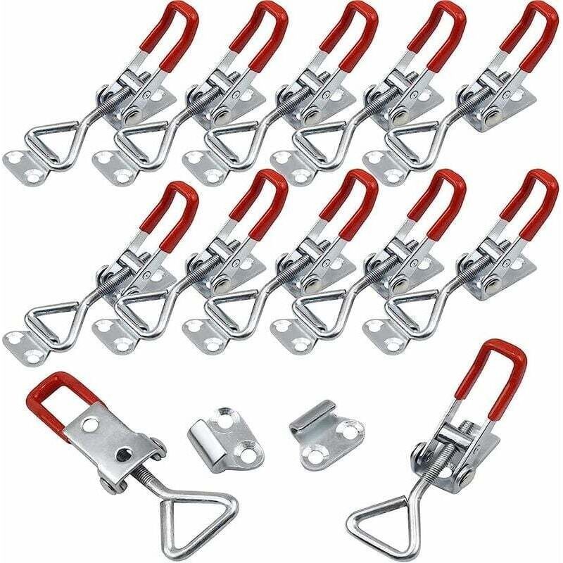 16 Pièces Métal Sauterelles Loquets À Bascule Réglables, Menuisier Grenouillère À Levier Serrage Verrou Porte Décharge Rapide Capacité