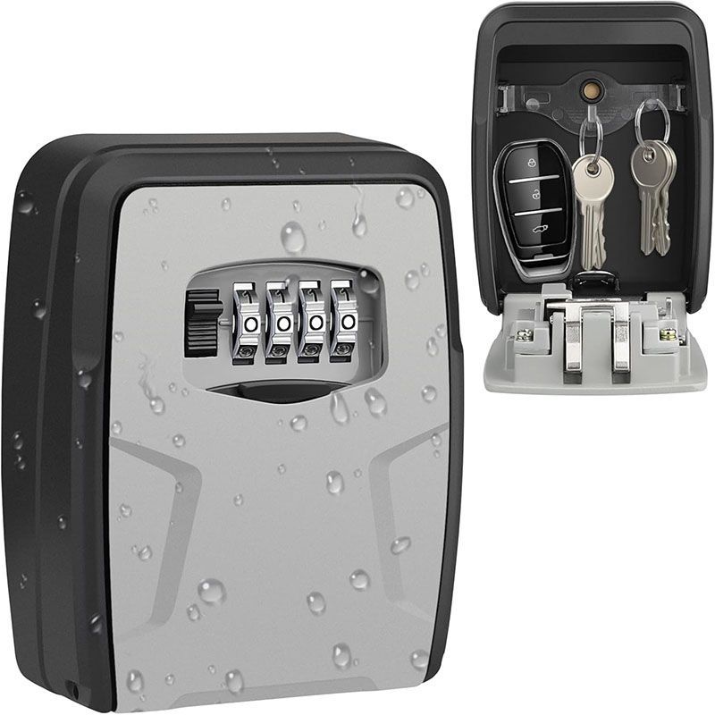 Boîte À Clé , Key Lock Box Avec Code À 4 Chiffres , Extérieur Étanche Métal Boîte À Clé Sécurisée , Combinaison Clés Stockage Boîte De Verrouillage , Pour Maison Garage À L'École (gris)