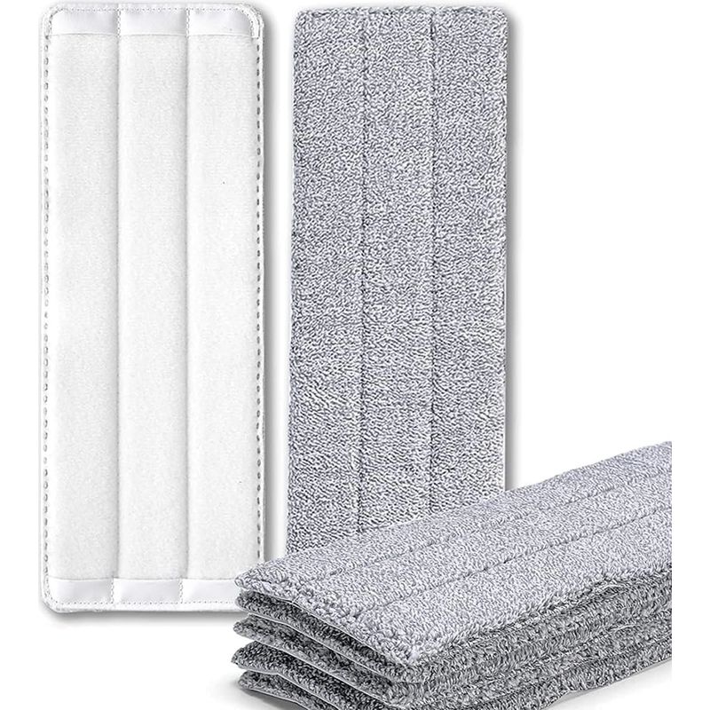 (33 X 12 Cm) Lot De 5 Tampons De Rechange Réutilisables En Microfibre Lavables Pour Nettoyage De Sol, Pour La Maison, Le Bureau, Le Parquet, Le Marbre Et Le Carrelage
