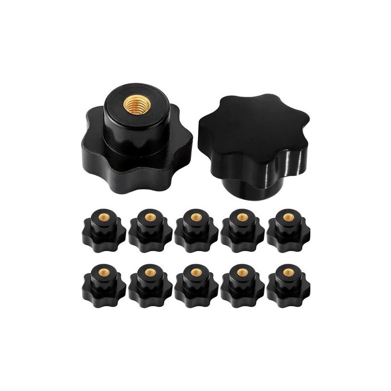 M6 Boutons En Étoile, Vis À Femelle M6 Bouton De Serrage Filetage Moleté, Pour Machine-outil Équipement Mécanique, Plastique Noir, 10 Pièces
