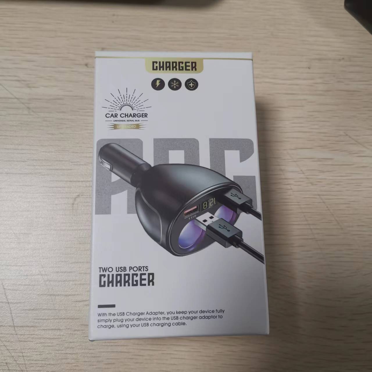 360° Drehbares Autoladegerät Mit Digitaler Strom- Und Spannungsanzeige, Multifunktionales Dual-usb-schnellladegerät - Jazz Black Schnellladegerät (mit Farbbox)