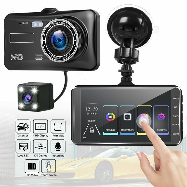 H301 Schwarze Hd-auto-dvr-box Mit 4-zoll-2,5d-touchscreen, Dual-aufnahme, Wlan Und App – Dual-aufnahme-touchscreen