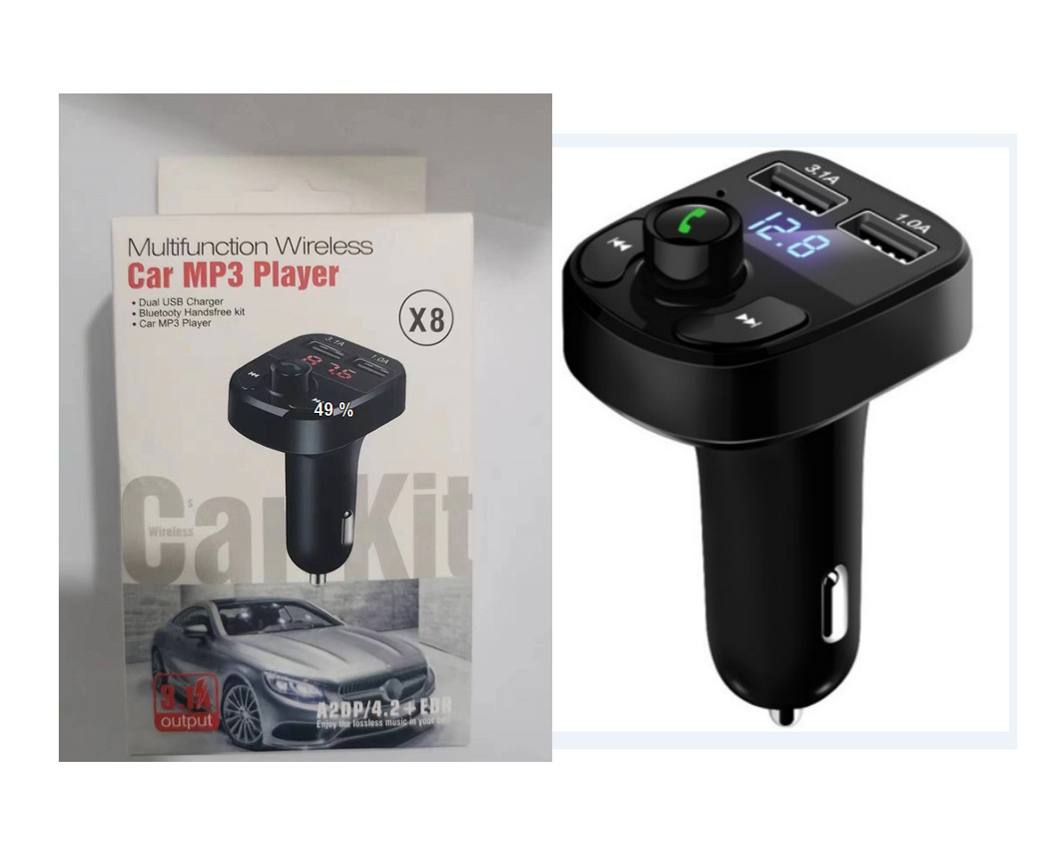 Kc08 3-in-1 Einziehbares Usb-autoladekabel (3,1 A) Mit Spannungsanzeige – Kfz-handyladegerät – Elegante Farbbox (8 Stück)