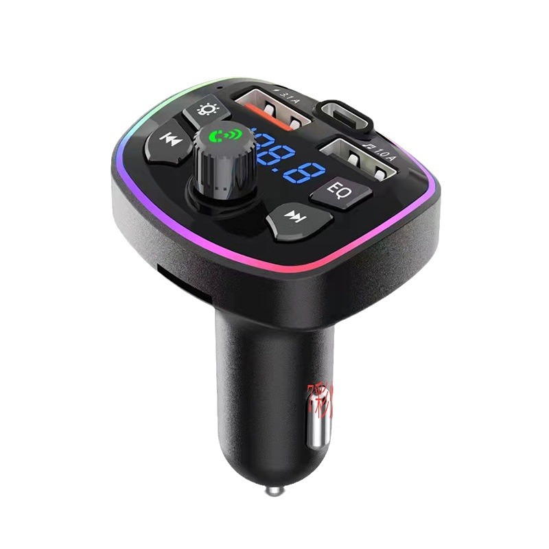 Q7 Auto-mp3-player Mit Farbiger Ambientebeleuchtung, Bluetooth-empfänger Und Multifunktionalem Schnellladegerät Qc3.0 – Ordentlich Verpackt In Einer Q7-farbbox, 4,8 A