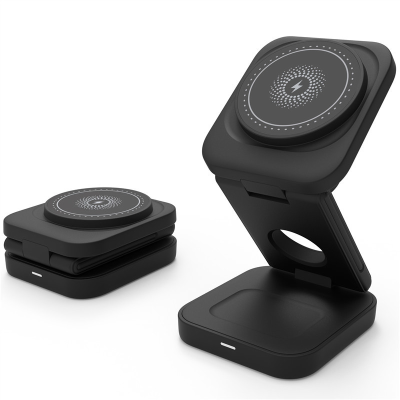 Neues Magnetisches 3-in-1-ladegerät, Faltbar, Kompatibel Mit Iphone 14, Apple Watch Und Apple-kopfhörern – Schwarz U-a28