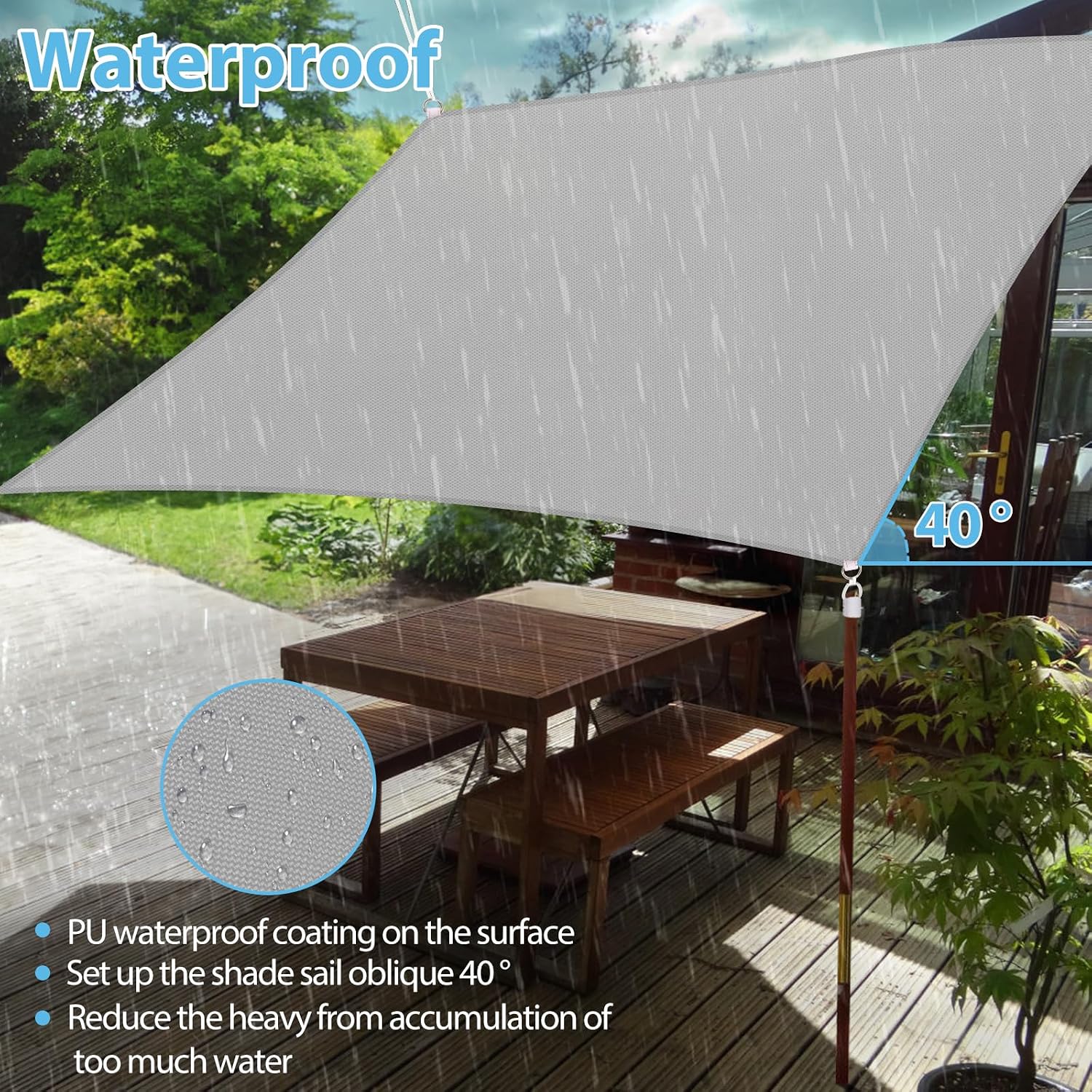 Dreieckiges Sonnensegel Für Terrasse, 3,6 X 3,6 X 3,6 M, 95 % Uv-schutz, Für Garten, Terrasse, Balkon Und Outdoor-aktivitäten – Sandfarbe