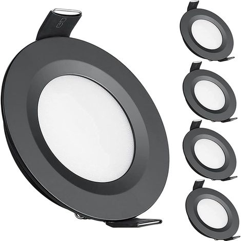 4x Spot-led-einbaustrahler 12v, Ausschnittmaß 58–65 Mm, 3 W, 6400 K, Deckeneinbauleuchte Für Wohnmobil, Boot, Wohnwagen, Van Und Yacht, Kaltweiß (schwarz)