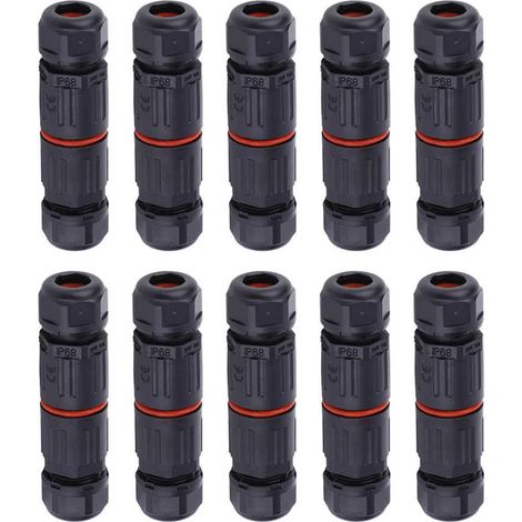 Whpps 10 Stück Ip68 Wasserdichte Gerade Kabelanschlussdose, Verteilerbox Für Elektrische Kabel, 3-poliger Stecker, Außensteckdose, Klemmblock
