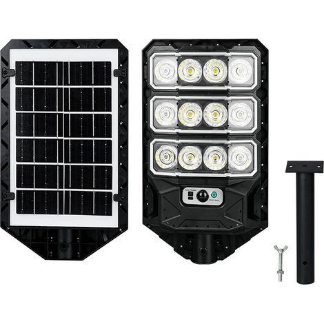 Solar-außenleuchte Mit Fernbedienung, Solar-stehlampe (außen), Bewegungsmelder, Wasserdichte Led-solar-stehlampe Für Parkplätze, Höfe Und Straßen, 12 Leds