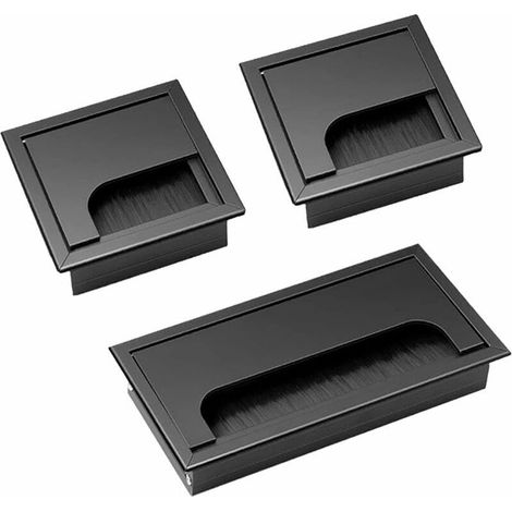 Câble Passe-couvercle Carré Noir 3 Pièces – Alliage D'– Dimensions 80 X 80 Mm Et 160 X 80 Mm – Installation Facile Pour Bureaux - Mm 160 X