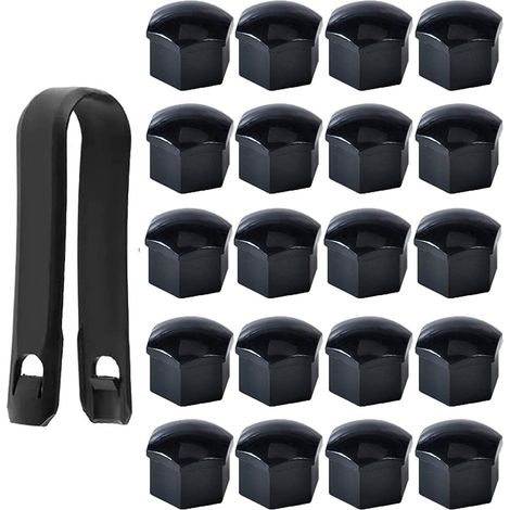 20-teiliges Set 17-mm-radmutterkappen, Radbolzenabdeckungen, Sechskant-reifenmutterkappen Mit Demontageset Für Autos, Schwarz