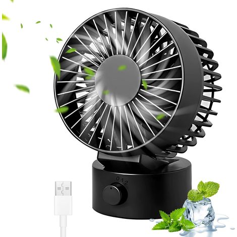 Mini Usb-ventilator, Tischventilator, Schreibtischventilator, 30 Grad Verstellbar, 2 Geschwindigkeiten, Für Pc-tische, Kinderwagen, Zuhause, Büro, Camping, Reisen (schwarz)