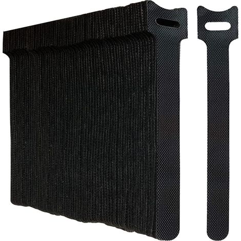 100 Stück Schwarze Kabelbinder, Wiederverwendbare Klett-kabelhalter Mit Haken Und Öse Zur Kabelverwaltung Und -organisation