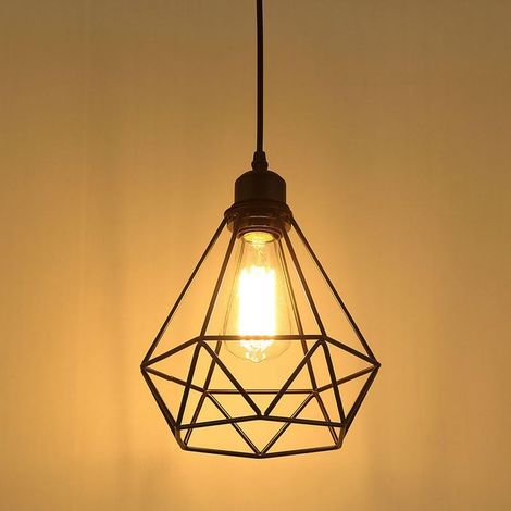 Industriel Suspension Luminaire Rétro Lustre Plafonnier Vintage Noir Lampe Cage Éclairage De Plafond Abat-jour En Métal Pour Restaurant Salon Chambre Cuisine Bar Couloir (sans Ampoule)