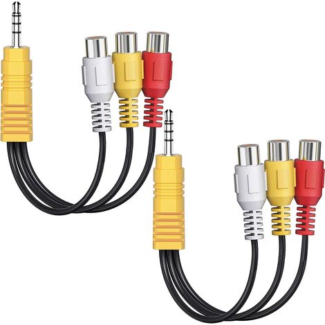 2er-pack 3,5-mm-av-kabel Auf Rca, 15 Cm Komponentenkabel Auf 3,5-mm-audio/video-verteiler