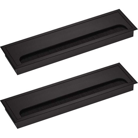 Passe-câble Pour Bureau Rectangulaire 80x 275mm Passe-câble Presse-étoupe Pour Table De Bureau Meubles De Maison Cable Noir Anodisé Carré 2 Pièces