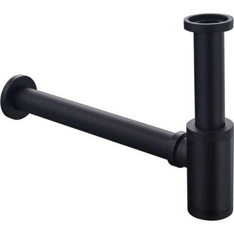 Siphon Design Universel Pour Lavabo Et Lavabo - Noir - Avec Ouverture De Nettoyage - Siphon Design - Siphon Tubulaire.