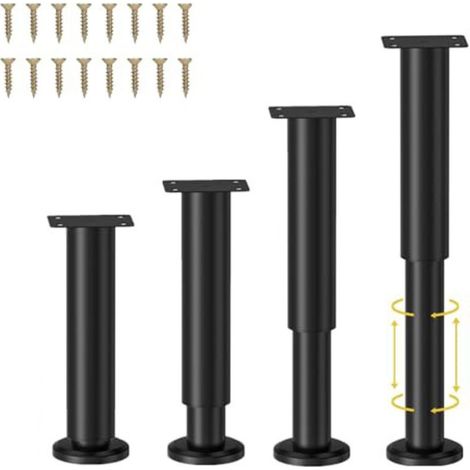 Metall-tischbeine, Verstellbare Tischbeine, Möbelbeine, Set Inklusive Schraubendreher Und Schrauben (schwarz, 25–43 Cm)