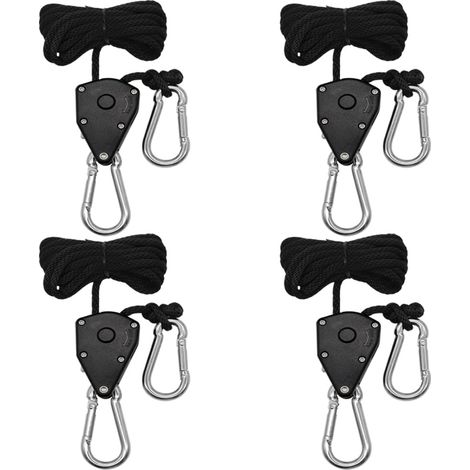 4 Stück 1/8" Ratschen-spanngurt Mit Haken, 2 M Verstellbare Gurtlänge, Spannband Mit Ratsche Für Hängeleuchten Und Pflanzenwachstum, 150 Lb Pro Paar (schwarz)