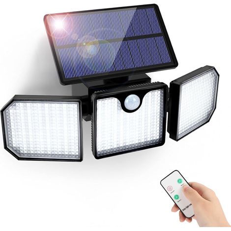 Außen-solarlampe Mit Bewegungsmelder, 230 Led Solarlicht Mit Fernbedienung, Ip65 Wasserdicht, 3 Modi, Wandspot Für Außenbereich, Wasserdicht Für Garten, Garage, Einfahrt Und Eingang