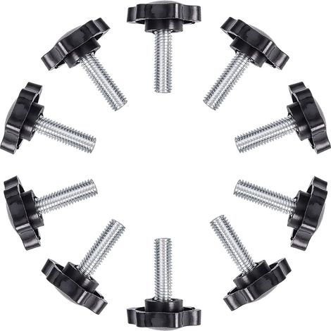 Flügelschrauben, Satz Mit 10 Gerändelten Schrauben Mit Kunststoff-sterngriff, Eisen-griffknöpfe, Klemmschrauben Für Maschinenriegel, M6x25mm