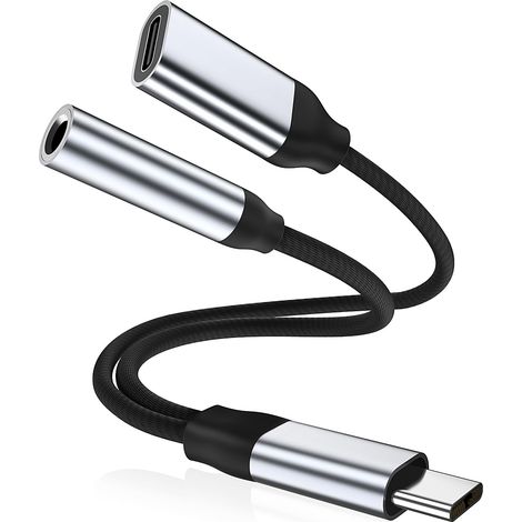 Usb-c Auf 3,5-mm-klinke-adapter 2-in-1 – Gleichzeitiges Laden Und Audio – Hi-fi-dac 24 Bit/96 Khz – Kompatibel Mit Samsung, Google, Huawei