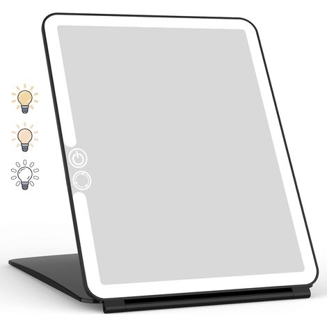 Mirror Make-up, Mirror Make-up Lumineux, Miroir Led, Écran Tactile Miroir De Voyage (noir)