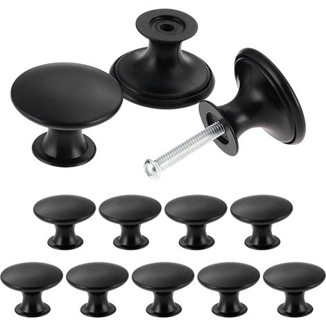 Vintage-chic Schrankknöpfe, Antike Küchenschränke Griffe, Runde Möbel-türknöpfe, Schwarz (12 Stück)