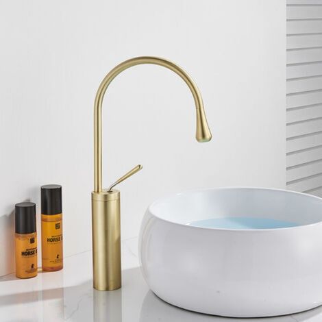 Einhand-mischbatterie Aus Hochglanzpoliertem Gold Für Waschbecken Im Badezimmer