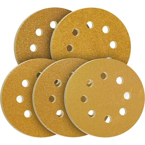 100 Stück Schleifscheiben 125 Mm – Körnungssortiment 40/60/80/120/240 – Aluminiumoxid Zum Schleifen Von Holz Und Metall – Vorgelocht Zur Absaugung - 100 Stk.
