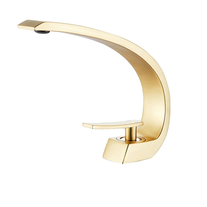 Messing Badezimmerarmatur, Elegantes Zeitgenössisches Design, Einfache Bedienung Mit Einem Hebel, Bürstet Gold A
