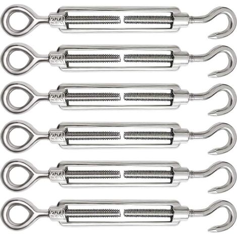 Tendeur De Câble Réglable M5 – Lot De 6 – Acier Inoxydable 304 Résistant À La Corrosion – Crochet De Ridoir Et Œil Pour Tension